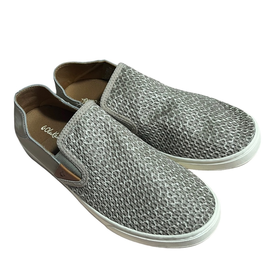 Olukai PEHUEA PAT‎ Women’s Slip On Sneakers  Grey Mesh Shoes Sz 9